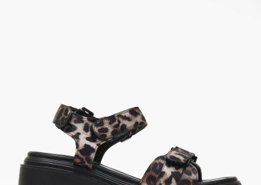 Γυναικεία σανδάλια flatform με ψηλή σόλα και τακούνι - Λεοπάρ - Issue - 