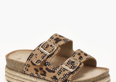 Γυναικεία σανδάλια flatform με ψηλή σόλα και τρουκς - Λεοπάρ - Issue - 