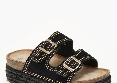 Γυναικεία σανδάλια flatform με ψηλή σόλα και τρουκς - Μαύρο - Issue - 