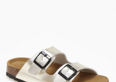 Γυναικεία σανδάλια flatform με ρυθμιζόμενα ζωνάκια και αγκράφες - Χρυσό - Issue - 