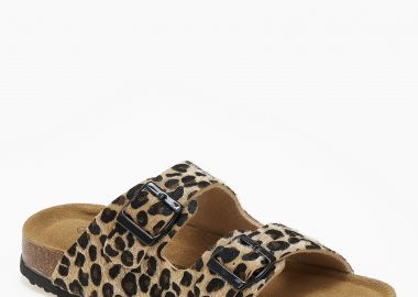 Γυναικεία σανδάλια flatform με ρυθμιζόμενα ζωνάκια και αγκράφες - Λεοπάρ - Issue - 