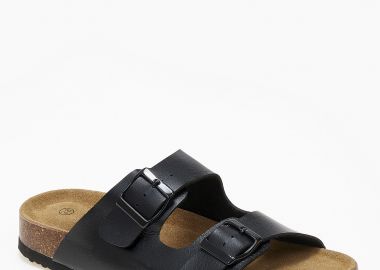 Γυναικεία σανδάλια flatform με ρυθμιζόμενα ζωνάκια και αγκράφες - Μαύρο - Issue - 