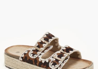 Γυναικεία σανδάλια flatform με σχοινί στη σόλα - Λεοπάρ - Issue - 