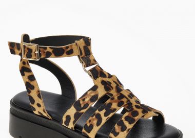 Γυναικεία σανδάλια flatform με τρακτερωτή σόλα - Λεοπάρ - Issue - 