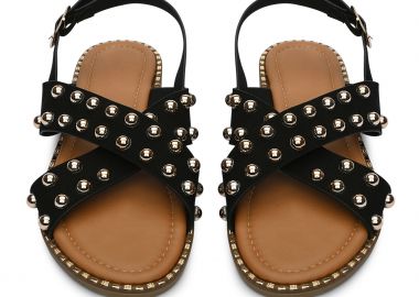 Γυναικεία σανδάλια με χιαστί σχέδιο και τρουκς - Μαύρο - Issue - 