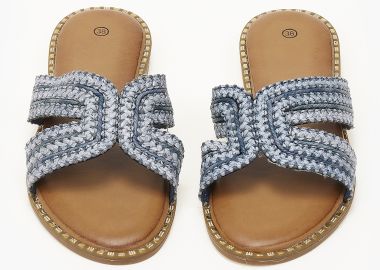 Γυναικεία σανδάλια με ψάθινο σχέδιο - Μπλε - Issue - 