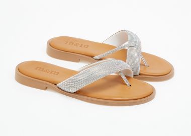 Γυναικεία σανδάλια με strass - Ασημί - Issue - 