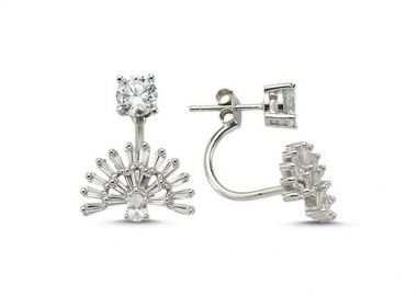 Γυναικεία σκουλαρίκια από ασήμι 925 ear jackets με πέτρες ζιργκόν -  - 