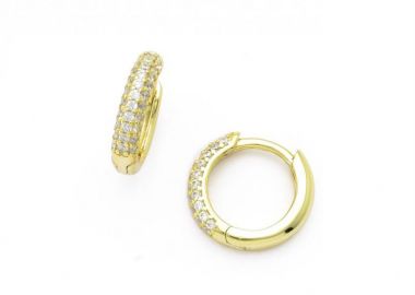 Γυναικεία σκουλαρίκια από επιχρυσωμένο ασήμι 925 κρικάκια με πέτρες ζιργκόν -  - 