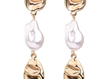 Γυναικεία σκουλαρίκια από επιχρυσωμένο ατσάλι και πέρλες -  - 