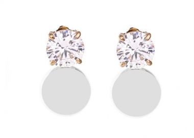 Γυναικεία σκουλαρίκια από επιχρυσωμένο ατσάλι με πέτρες ζιργκόν και πέρλες -  - 