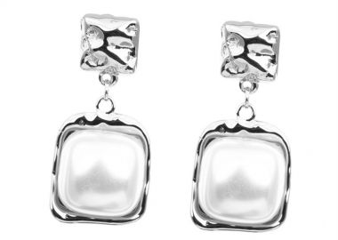 Γυναικεία σκουλαρίκια μοντέρνα από ατσάλι και πέρλες -  - 