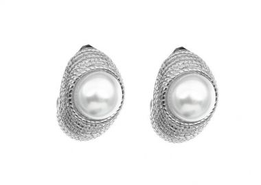 Γυναικεία σκουλαρίκια μοντέρνα από ατσάλι και πέρλες -  - 