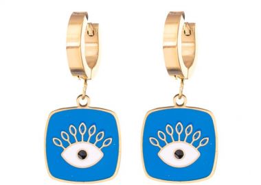 Γυναικεία σκουλαρίκια μοντέρνα από επιχρυσωμένο ατσάλι και σχέδιο μάτι -  - 