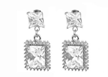 Γυναικεία σκουλαρίκια νυφική συλλογή 2025 από επιπλατινωμένο ατσάλι με πέτρες ζιργκόν -  - 