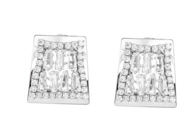 Γυναικεία σκουλαρίκια νυφική συλλογή 2025 από επιπλατινωμένο ορείχαλκο με πέτρες ζιργκόν με κλίπ -  - 