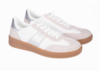 Γυναικεία sneakers με συνδυασμό υλικών - Ασημί - Issue - 