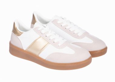 Γυναικεία sneakers με συνδυασμό υλικών - Χρυσό - Issue - 