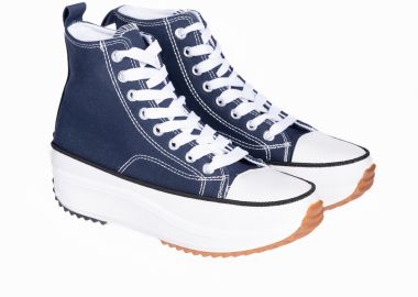 Γυναικεία sneakers μποτάκια πάνινα - Μπλε - Issue - 