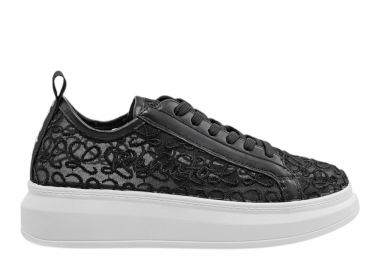 Γυναικεία Sneakers Renato Garini 66-61RG18 Μαύρη Δαντέλα Λευκό W119R18025W3 - Renato Garini - 