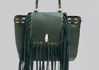 Γυναικεία τσάντα με κρόσσια πράσινο - SOU - 