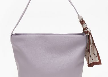 Γυναικεία τσάντα ώμου με διακοσμητικό μαντήλι - Λιλά - Issue - 