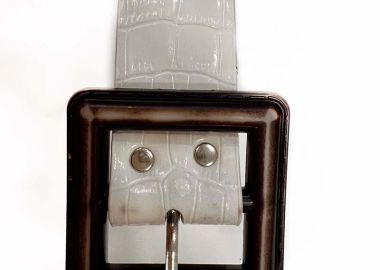 Γυναικεία ζώνη με τετράγωνη αγκράφα εκρού - SOU - 