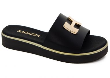 Γυναικείες Ανατομικές Δερμάτινες Παντόφλες Ragazza 01080 Μαύρες - Ragazza - 