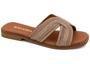 Γυναικείες Ανατομικές Δερμάτινες Παντόφλες Ragazza 01150 Χαλκός - Ragazza - 