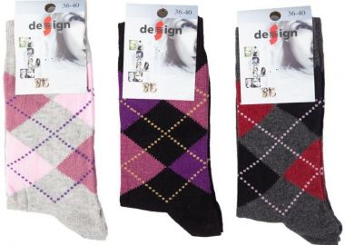 Γυναικείες casual κάλτσες DIAMONDS Βαμβακερές 3 ζευγάρια Design 50233 Σκούρο Πολύχρωμο - Design - 