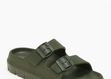 Γυναικείες δίσολες σαγιονάρες με δύο τοκάδες - Χακί - Issue - 