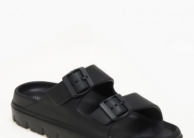 Γυναικείες δίσολες σαγιονάρες με δύο τοκάδες - Μαύρο - Issue - 