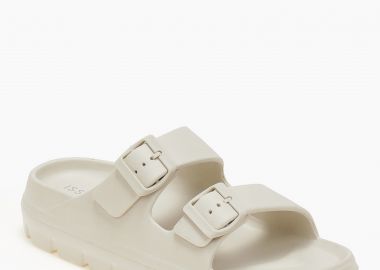 Γυναικείες δίσολες σαγιονάρες με δύο τοκάδες - Μπεζ - Issue - 