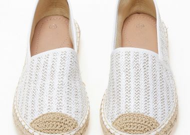 Γυναικείες εσπαντρίγιες με ψάθα και χρυσοκλωστή - Λευκό - Issue - 