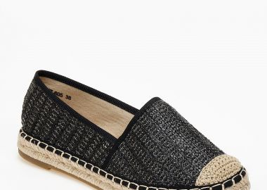 Γυναικείες εσπαντρίγιες με ψάθα και χρυσοκλωστή - Μαύρο - Issue - 