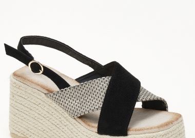 Γυναικείες εσπαντρίγιες πλατφόρφες με χιαστί σχέδιο - Μαύρο - Issue - 