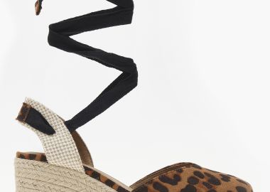 Γυναικείες εσπαντρίγιες πλατφόρμες Lace up - Λεοπάρ - Issue - 