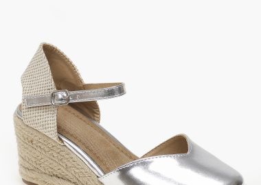 Γυναικείες εσπαντρίγιες πλατφόρμες με μπαρέτα - Ασημί - Issue - 