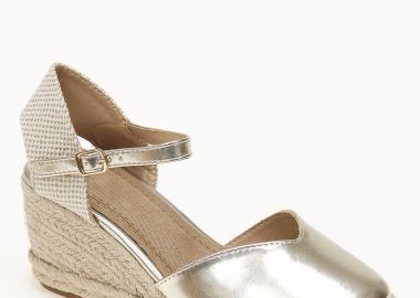 Γυναικείες εσπαντρίγιες πλατφόρμες με μπαρέτα - Χρυσό - Issue - 