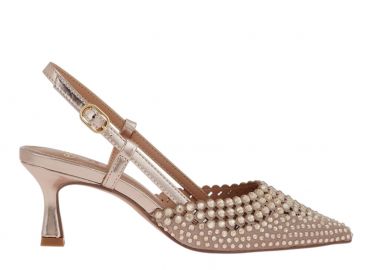 Γυναικείες Γόβες Slingback Exe Alisa-410 Πλατίνα Στρας W47000414Z36 - Exe - 