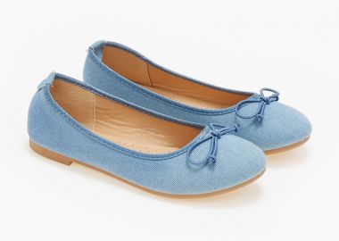 Γυναικείες μπαλαρίνες με διακοσμητικό φιόγκο - Τζιν - Issue - 