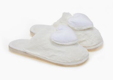 Γυναικείες παντόφλες καρδιά - Λευκό - Issue - 