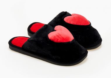 Γυναικείες παντόφλες καρδιά - Μαύρο - Issue - 