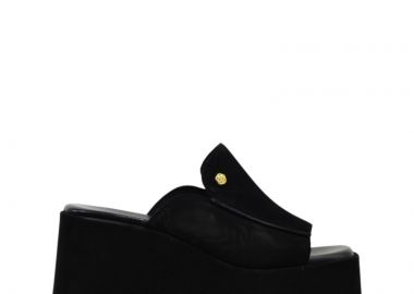 Γυναικείες πλατφόρμες KOMIS&KOMIS E212 μαύρο δέρμα καστόρ - KOMIS&KOMIS - 