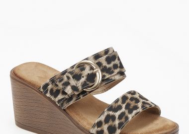 Γυναικείες πλατφόρμες με δυο φάσες και αγκράφα - Λεοπάρ - Issue - 