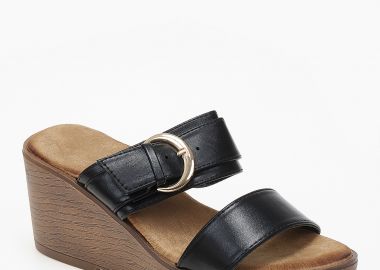 Γυναικείες πλατφόρμες με δυο φάσες και αγκράφα - Μαύρο - Issue - 