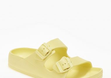 Γυναικείες σαγιονάρες με δύο τοκάδες - Κίτρινο - Issue - 