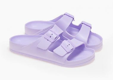 Γυναικείες σαγιονάρες με δύο τοκάδες - Λιλά - Issue - 