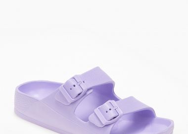 Γυναικείες σαγιονάρες με δύο τοκάδες - Μωβ - Issue - 