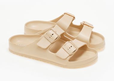 Γυναικείες σαγιονάρες με δύο τοκάδες - Μπεζ - Issue - 